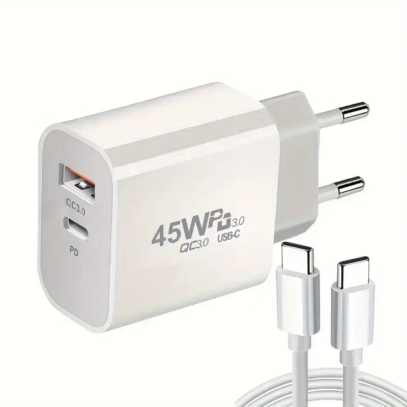 (새상품) 45W 고속 충전기 USB-C 듀얼 포트 어댑터